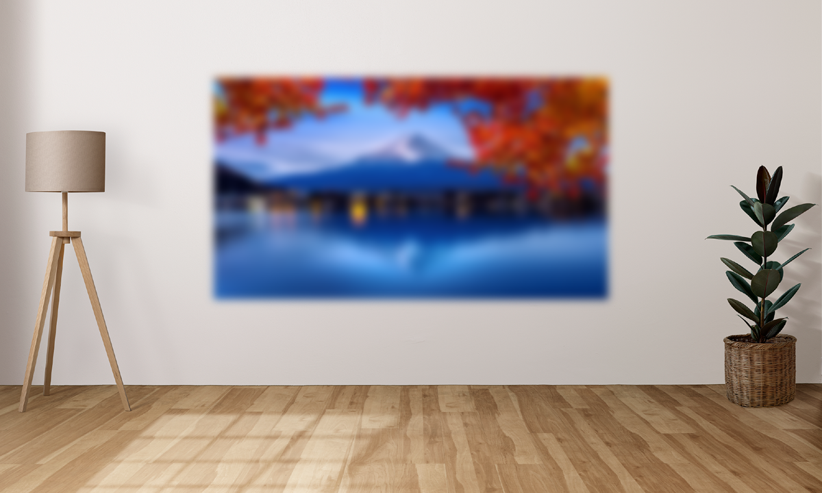 Comparison of InFocus projector auto focus feature showing blurry image before and sharp image after adjustment