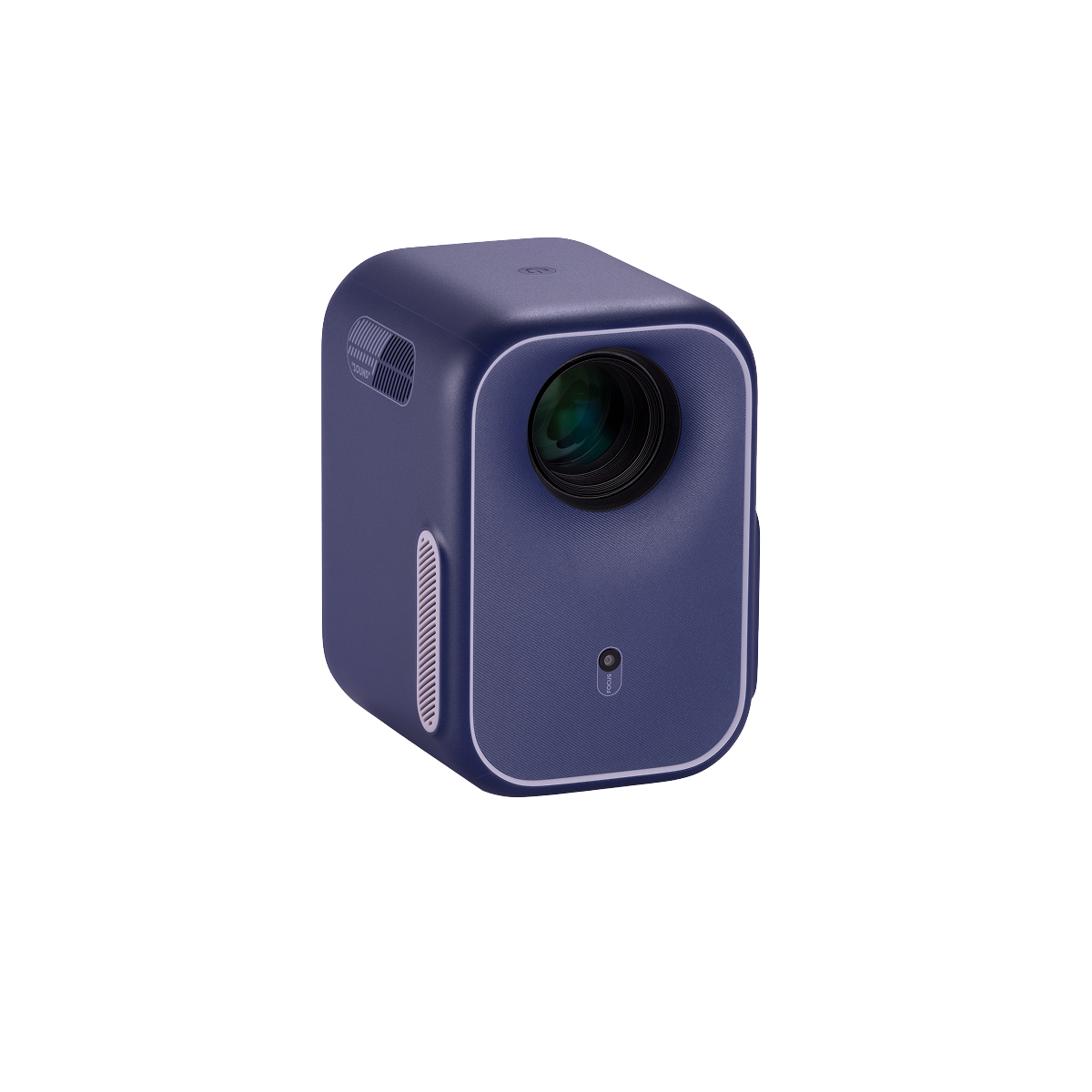 Purple portable projector on a white background