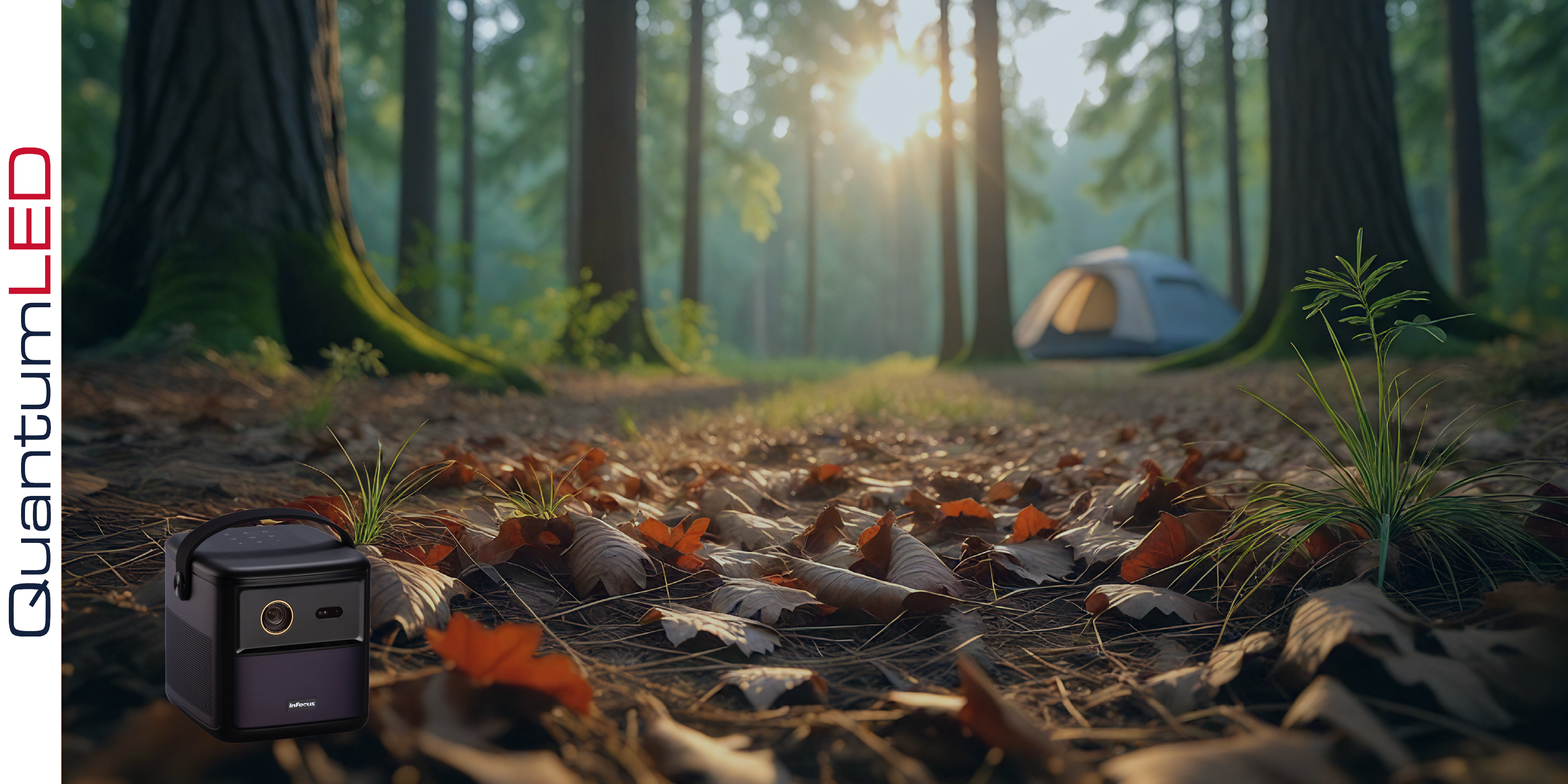 Camping scene with Crusader Master product in a forest setting